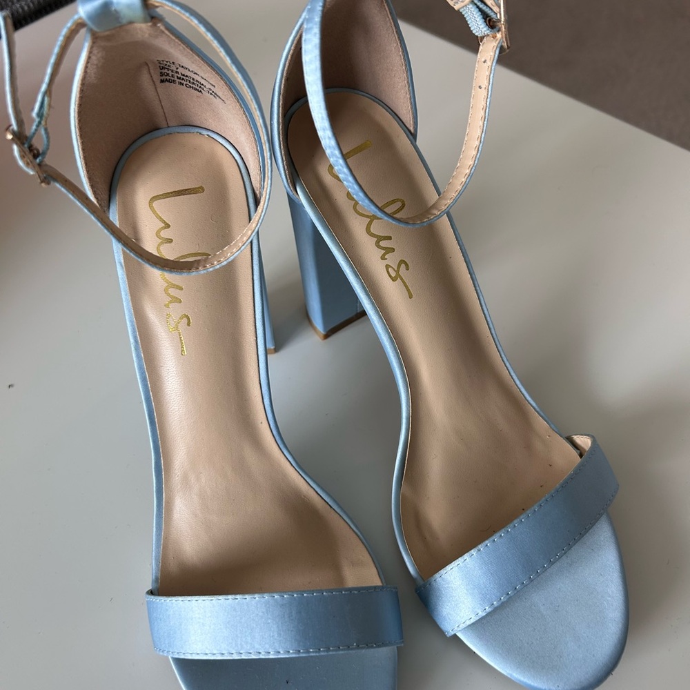 Lulu's Sky Blue Ankle Strap Heels